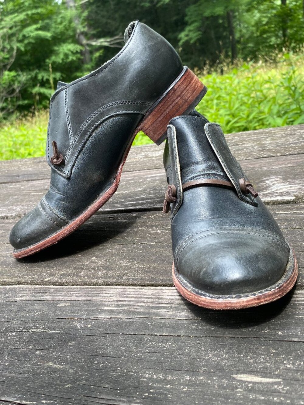 Freebird "Mabel" Black Leather Oxford Shoes with Low Heel - Size 8